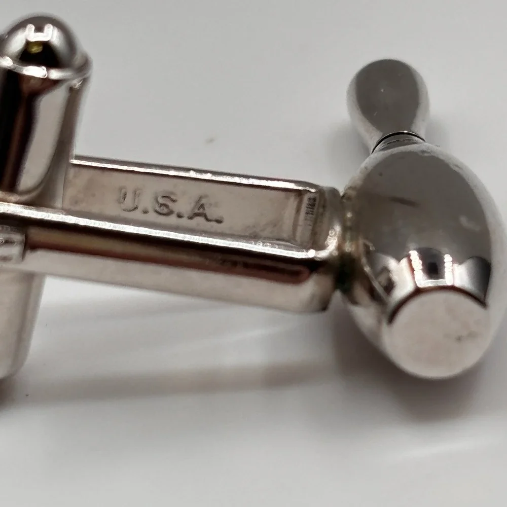 Vintage HICKOK Bowling Pin Cufflinks Silver Tone Novelty Sports Men's U.S.A.